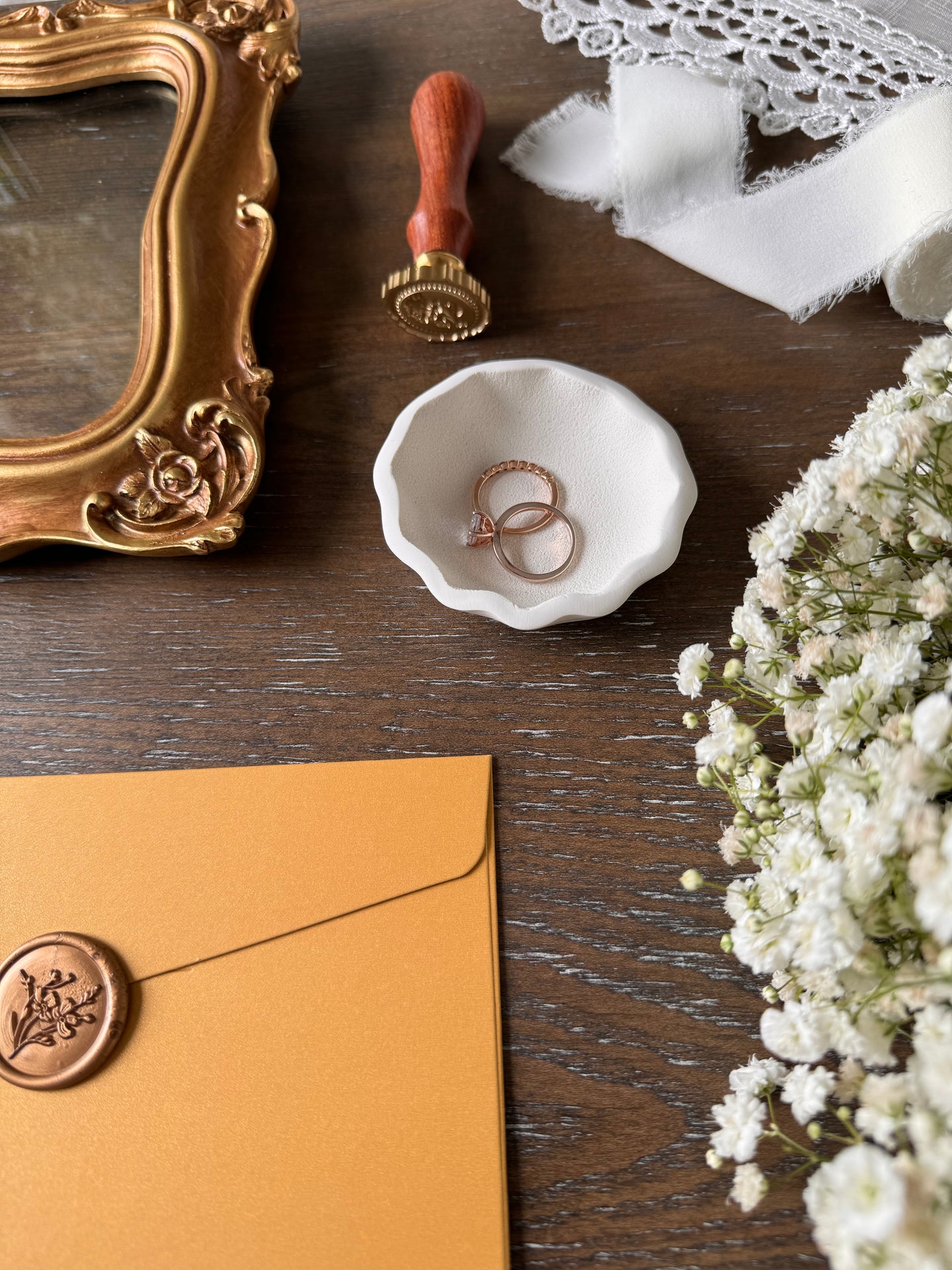 custom ring dish for wedding couple, vintage inspired